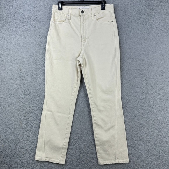 Apiece Apart Camilla‎ Womens Straight Leg Jeans 30 Cream High-Rise Denim Pants - Picture 1 of 12